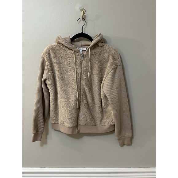 Tops - Workshop Republic Clothing Women's Faux Fur Zip Up‎ Hoodie Size Small  Tan Color